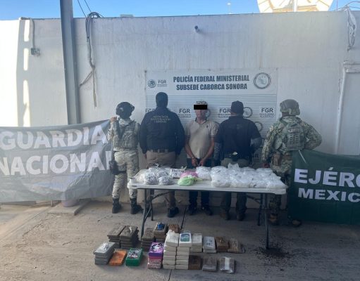Guardia Nacional y Ejército Mexicano aseguran más de 102 kilos de droga y armamento en Sonora