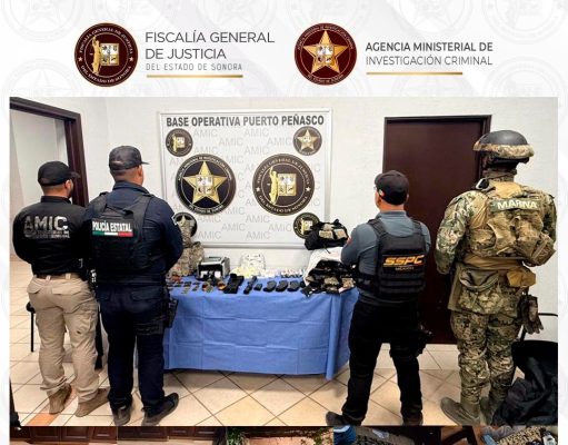 Aseguran más de 800 dosis de droga y equipo táctico en cateo en Puerto Peñasco
