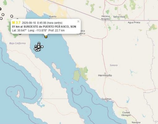 Sin afectaciones tras sismo cerca de Puerto Peñasco